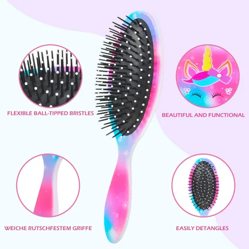 Miniatura 2 de Cepillo de pelo para niñas y niños pequeños, cepillo desenredante para cabello rizado y grueso, sin dolor, peine para niñas y mujeres, unicornio