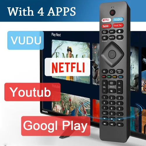 Miniatura 5 de Paquete de 2: repuesto para control remoto Philips Smart TV, compatible con televisores inteligentes Android Philips-4K UHD