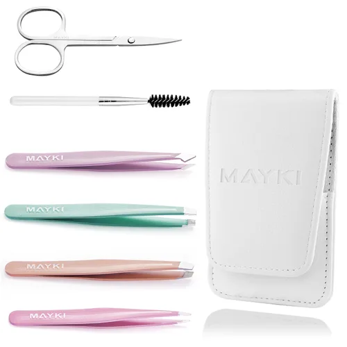 Miniatura 5 de Juego de 6 pinzas para cejas, kit profesional de pinzas de cejas de acero inoxidable para mujeres/hombres, juego de pinzas de gran precisión