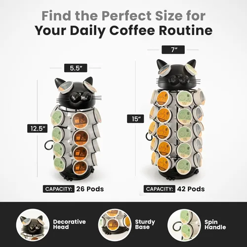 Miniatura 4 de Made Easy Kit - Organizador de almacenamiento en carrusel de 360 cápsulas de café, compatible con cápsulas Keurig K-Pods K-Cups, organizador de Gato