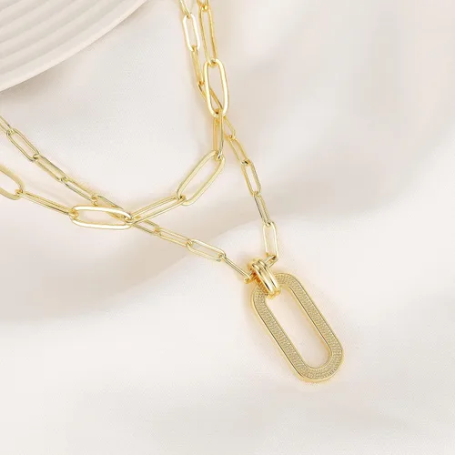 Miniatura 5 de Collar de cadena de capas con clip delicado chapado en oro de 18 quilates gargantilla en capas para mujer collar simple ajustable con clip de papel
