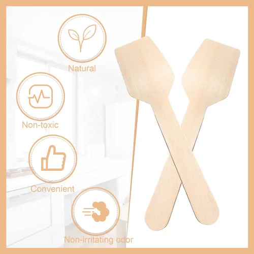 Miniatura 4 de Sieral Paquete de 1000 mini cucharas de madera desechables de 3.74 pulgadas, cucharas de helado para degustar yogur, helado, postre