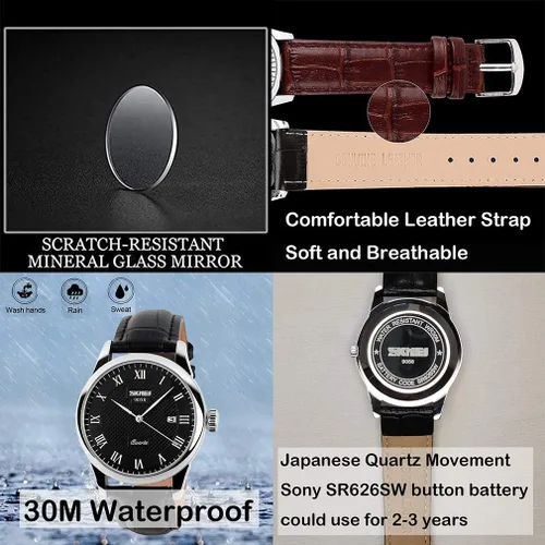 Miniatura 3 de SKMEI Pair Watches for Couples Men and Women His and Hers Watch Set Husband Wife Valentines Matching Wrist Watch Wedding Gifts Waterproof Business