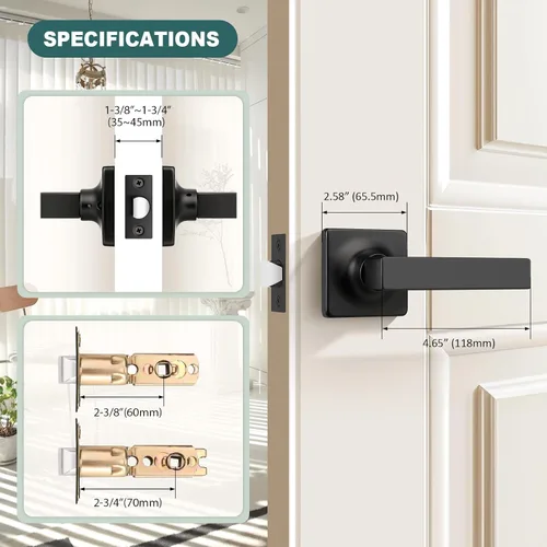Miniatura 7 de GOBEKOR Paquete de 1 manija de paso, manijas de puerta negras para cerradura de puerta de armario, manija de puerta interior sin llave con cerradura