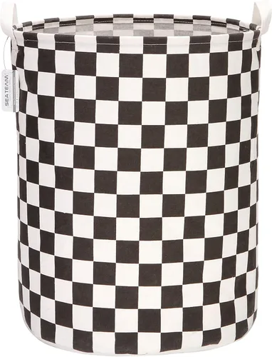 Miniatura 19 de Sea Team. - Cesta grande de 19.7 pulgadas, con recubrimiento impermeable, textil de algodón ramio, plegable, cesta para lavandería, cesta cilíndrica