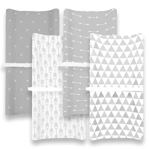 Miniatura 4 de Funda para cambiador – Paquete de 4 fundas para cambiador de bebé de primera calidad – Funda para cambiador de niño o niña – Jersey puro lavable a