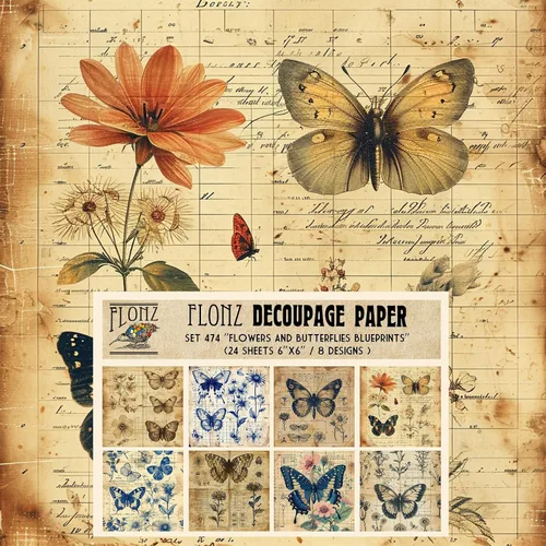 Miniatura 8 de Flonz Decoupage - Paquete de papel (24 hojas de 6 x 6 pulgadas), alto brillo, sin ácidos, sin lignina, 30 años de garantía sin decoloración