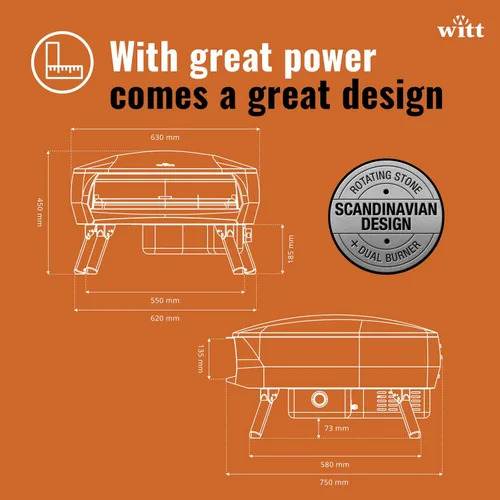 Miniatura 8 de Horno de pizza Witt ETNA Fermo galardonado – Horno de pizza tradicional – Calentamiento rápido a 932.0 °F, capacidad de 15.9 in, cocción de 60 negro