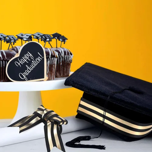 Miniatura 5 de WILLBOND 3 rollos de cintas de graduación de 1.5 pulgadas, cintas de tela de grogrén de 15 yardas de ancho, decoración de envoltura de regalos