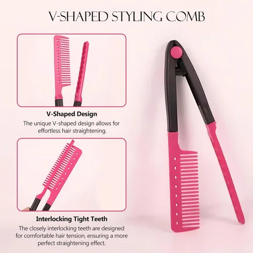 Miniatura 3 de Juego de alisado de cabello, paquete de 2 peines de hierro plano para hermosos tresses, alisador con agarre firme, ideal para cabello nudoso
