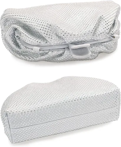 Miniatura 4 de nodeber Bolso de mano con marco de cristal con diamantes de imitación, bolso de embrague plisado para mujer