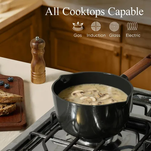 Miniatura 7 de CAROTE Juego de Cacerolas de 2QT y 3QT con Tapa y Cucharón, Juego de Ollas Antiadherentes de Cerámica No Tóxicas, Cacerolas Pequeñas para Cocina