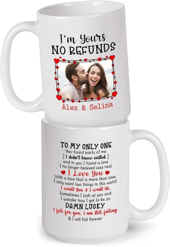 Miniatura 14 de A True Love Story Never Ever Taza, regalos de boda, regalos de pareja con foto personalizada para él y ella, taza de café con imagen de pareja, taza