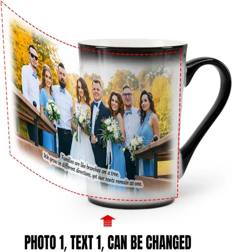 Miniatura 7 de Taza personalizada, tazas personalizadas que cambian de color, con collage de 1 imágenes, taza de café mágica con foto, imagen, nombre, texto