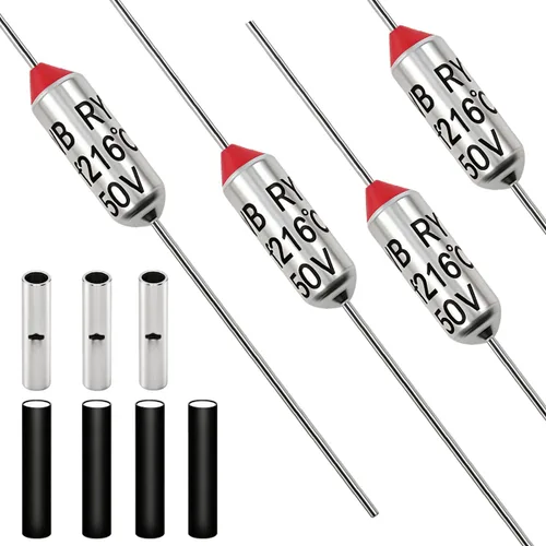 Miniatura 12 de Tnisesm Fusible térmico de metal de 73 grados, 10 unidades, 10 A, 250 V, con conectores a tope no aislados (22-18 AWG) para transformador de motor