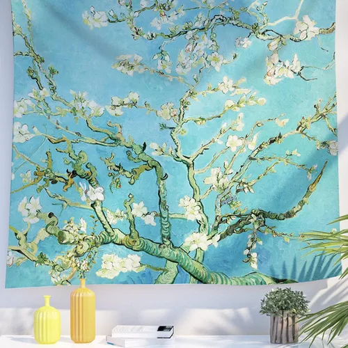 Berkin Arts Vincent Van Gogh - Tapiz decorativo para colgar en la pared, tela de poliéster de alta calidad, maximalismo, árbol de hojas verde