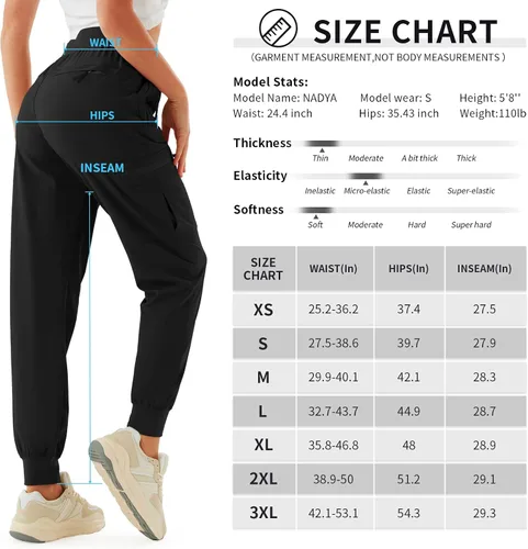 Miniatura 6 de Pantalones deportivos tipo cargo para mujer ligeros de secado rápido para senderismo para exteriores casuales atléticos con bolsillos con cremallera