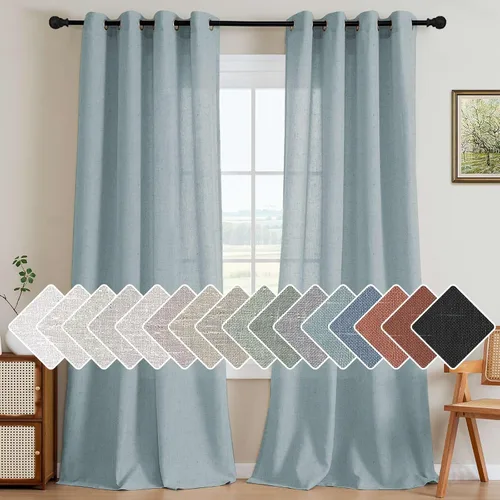 Miniatura 45 de H.VERSAILTEX Elegant - Cortinas texturizadas de lino natural mezclado con eficiencia energética, filtrado de luz, con ojales de níquel