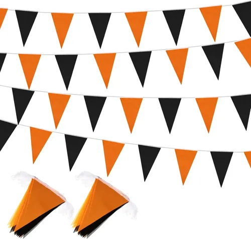 Tatuo Banderines triangulares de 328 pies – 10 piezas de guirnalda de tela de banderines de bricolaje para interiores y exteriores, decoración