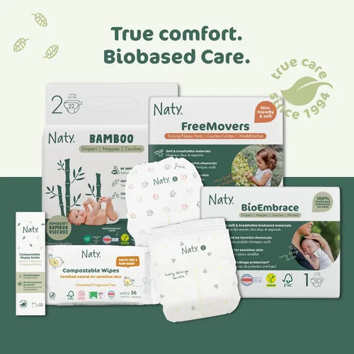 Miniatura 8 de Naty Toallitas desechables XL 98% agua, hipoalergénicas y naturales para pieles sensibles Sin perfume, sin fragancia, a base de plantas Sin