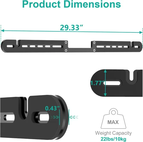 Miniatura 3 de WALI Soporte de barra de sonido para Sonos Arc y Sonos Arc Ultra - Soporte de pared para barra de sonido, diseño minimalista, perfecto para Negro