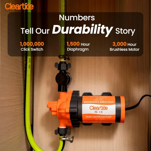 Miniatura 3 de Cleartide Bomba de Diafragma de Agua DC, 12V, 3.3 GPM, 50 PSI, Autocebante 10FT, Autodiagnóstico y Protección contra Funcionamiento en Seco