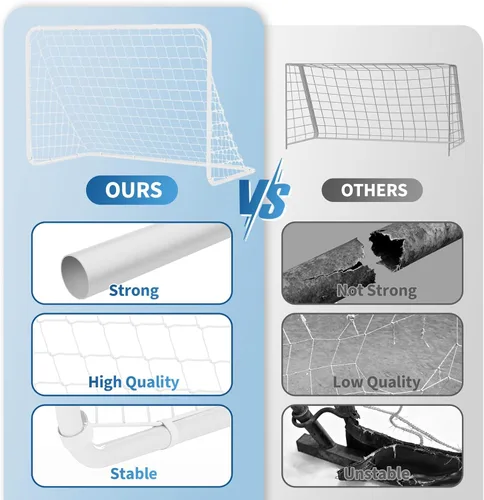 Miniatura 5 de Garvee Steel Competition Soccer Goal, 6x4ft / L-6x4ft / 7x5ft / 8x5ft / 12 x 6ft Portable Backyard Soccer Goal with Net & Ground Stakes, Outdoor