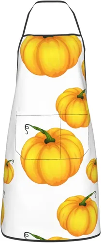Delantal de calabazas, delantales de cocina para hombres y mujeres, delantal de cocina, delantal de chef, delantal de jardín ajustable con 2