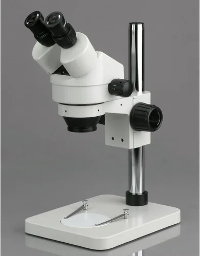 Miniatura 5 de Microscopio binocular estéreo 7X-45X con soporte de pilar de 14" y luz de anillo de 64 LED