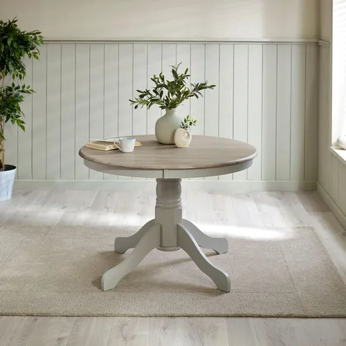 Miniatura 6 de Furniturebox UK Bude - Mesa redonda de madera maciza de 4 asientos, mesa de comedor redonda con pedestal de madera, muebles de comedor clásicos