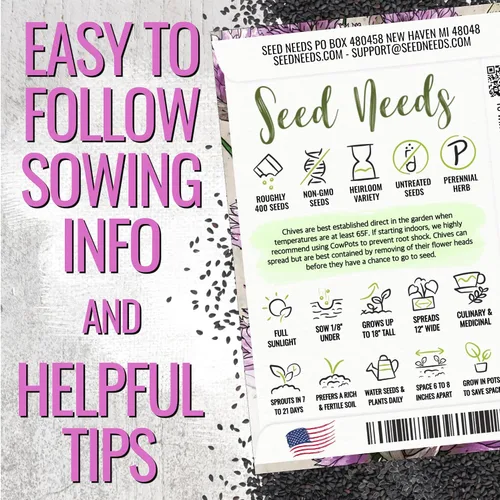 Miniatura 3 de Seed Needs Semillas de cebollino para plantar cebollino común, semillas de hierbas sin OMG y sin tratar para plantar un jardín de hierbas culinarias
