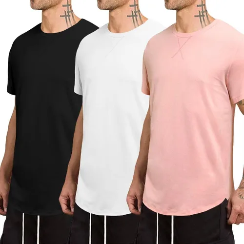 Miniatura 2 de Paquete de 3 camisetas de cuello redondo para hombre, de algodón, hipster, hip hop, clásica