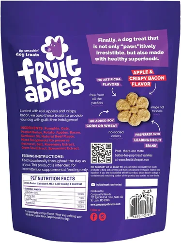 Miniatura 12 de Fruitables Golosinas horneadas para perros, golosinas saludables de calabaza para perros, bajas en calorías y deliciosas, libres de trigo, maíz