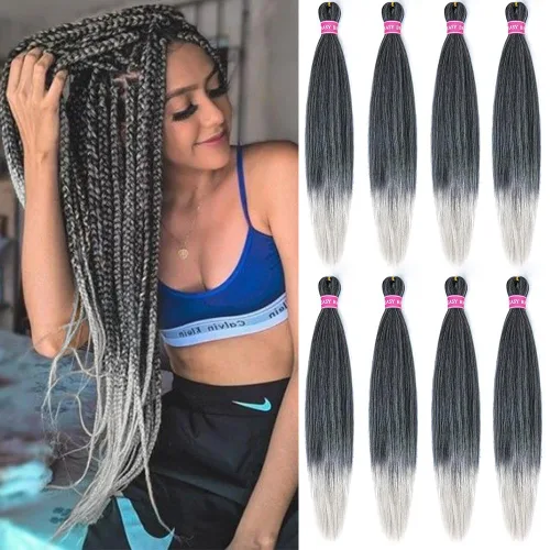Miniatura 17 de Extensiones de pelo para trenzar, para fácil trenzado profesional, no causa comezón , fibra sintética tejida, trenzas de textura Yaki, extensiones