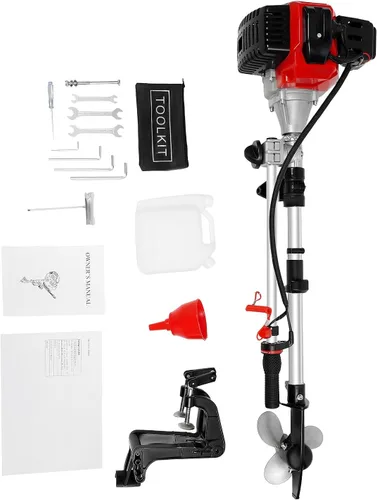 Miniatura 13 de HANGKAI - Motor fuera de borda de 4 HP de 4 tiempos 52CC, motor de barco de pesca resistente con sistema de refrigeración por aire, sistema CDI 4HP