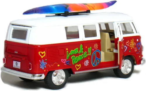 Miniatura 4 de KiNSMART Volkswagen Classic Bus 1962 escala 1:32 de 5 pulgadas, modelo de metal fundido a presión, acción de retroceso