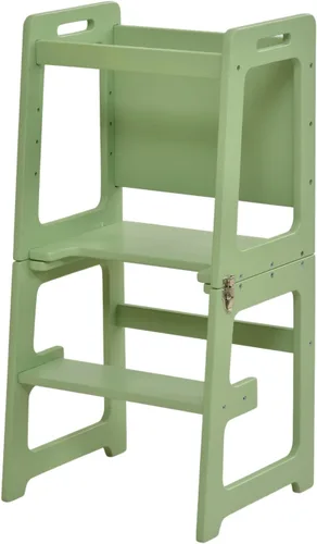Miniatura 13 de Avenlur Date 4 en 1 Montessori - Taburete plegable de aprendizaje, escritorio, silla y pizarra Madera maciza, extra estable, rieles de seguridad