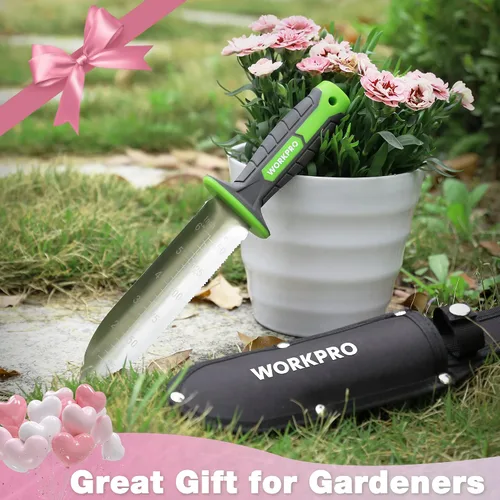 Miniatura 6 de WORKPRO Hori Hori - Cuchillo de jardín, hoja de acero inoxidable de 7 pulgadas con borde de corte, herramientas de jardín con funda Oxford, mango