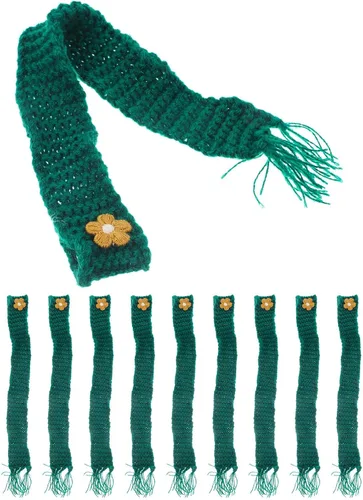 Miniatura 12 de EXCEART 10pcs Mini bufanda decorativa ajustable muñeca bufanda para botella de vino DIY proyectos favores Kawaii muñeca accesorios Caqui