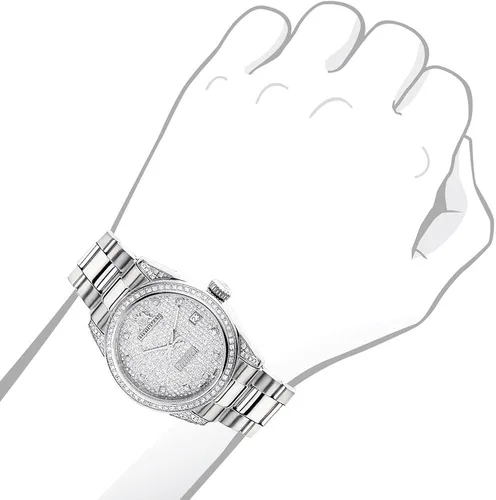 Miniatura 3 de LUXURMAN Iced Out - Reloj de diamante Tribeca para mujer, 1.5 ct