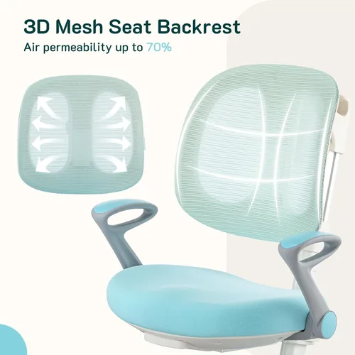 Miniatura 9 de Silla de escritorio ergonómica para niños con reposapiés y asiento ajustable en altura, multifuncional para estudio, trabajo y comedor, cojín cómodo