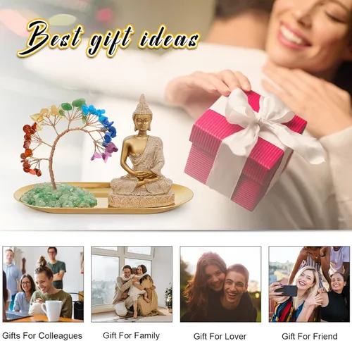 Miniatura 5 de INNOLITES Juego de 7 chakras de árbol de cristal y estatua de Buda, decoración de meditación de yoga, árbol del dinero y estatuas de Buda
