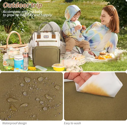 Miniatura 7 de Mochila para pañales: bolsa de bebé para niño y niña, bolsa grande para mamá, bolsillos aislados, agujeros para cargador para hombres y mujeres