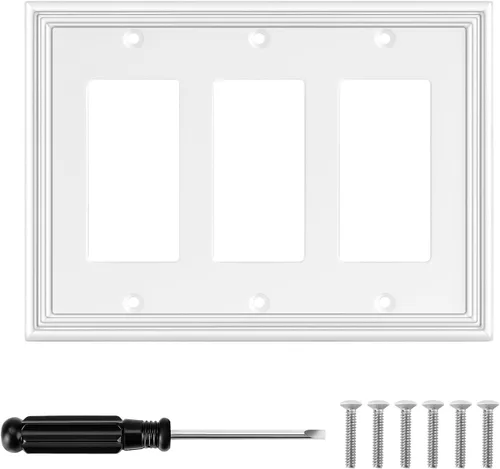 Placa decorativa moderna blanca para interruptor de luz, cubierta de enchufe decorativo, placas de interruptor basculante, placas de pared de fibra