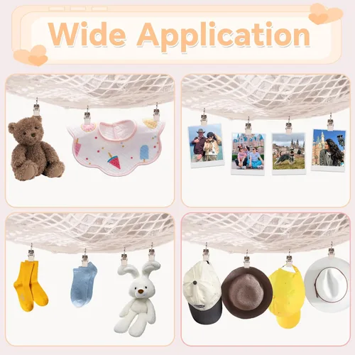 Miniatura 5 de Kangaroo Hamaca de almacenamiento para animales de peluche, organizador de juguetes colgantes en la esquina, almacenamiento de animales de peluche