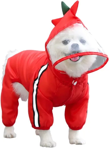 Miniatura 7 de MANON ROSA Ropa para perro: impermeable y de secado rápido para cachorros con capucha y agujero para correa, lindo poncho de lluvia con capucha