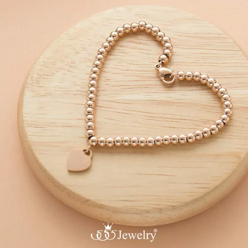 Miniatura 3 de 555Jewelry Pulsera delicada con cuentas de acero inoxidable para mujer, Metal