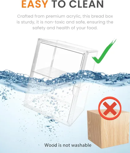 Miniatura 5 de Caja de pan, cajas de pan grandes para encimera de cocina, contenedor de almacenamiento de pan ajustable de 4 capas, cajas transparentes