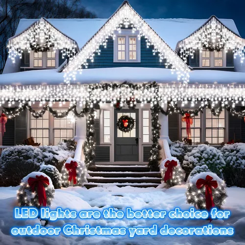 Miniatura 4 de Aurelema 640 luces LED de Navidad para exteriores, extra largas, 8 modos, impermeables, con 120 gotas, guirnalda de luces colgantes con control