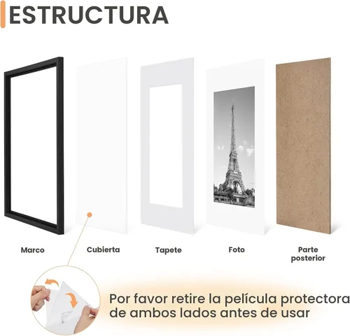Miniatura 3 de upsimples 8x8 Picture Frame Set of 5, Display Pictures 4x4 with Mat or 8x8 Without, Wall Gallery Poster Frames, Black